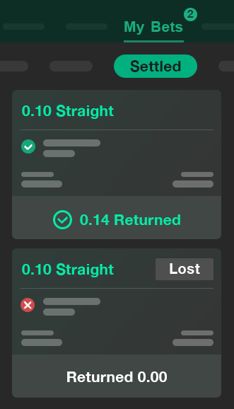 My Bets Lost Bet Example